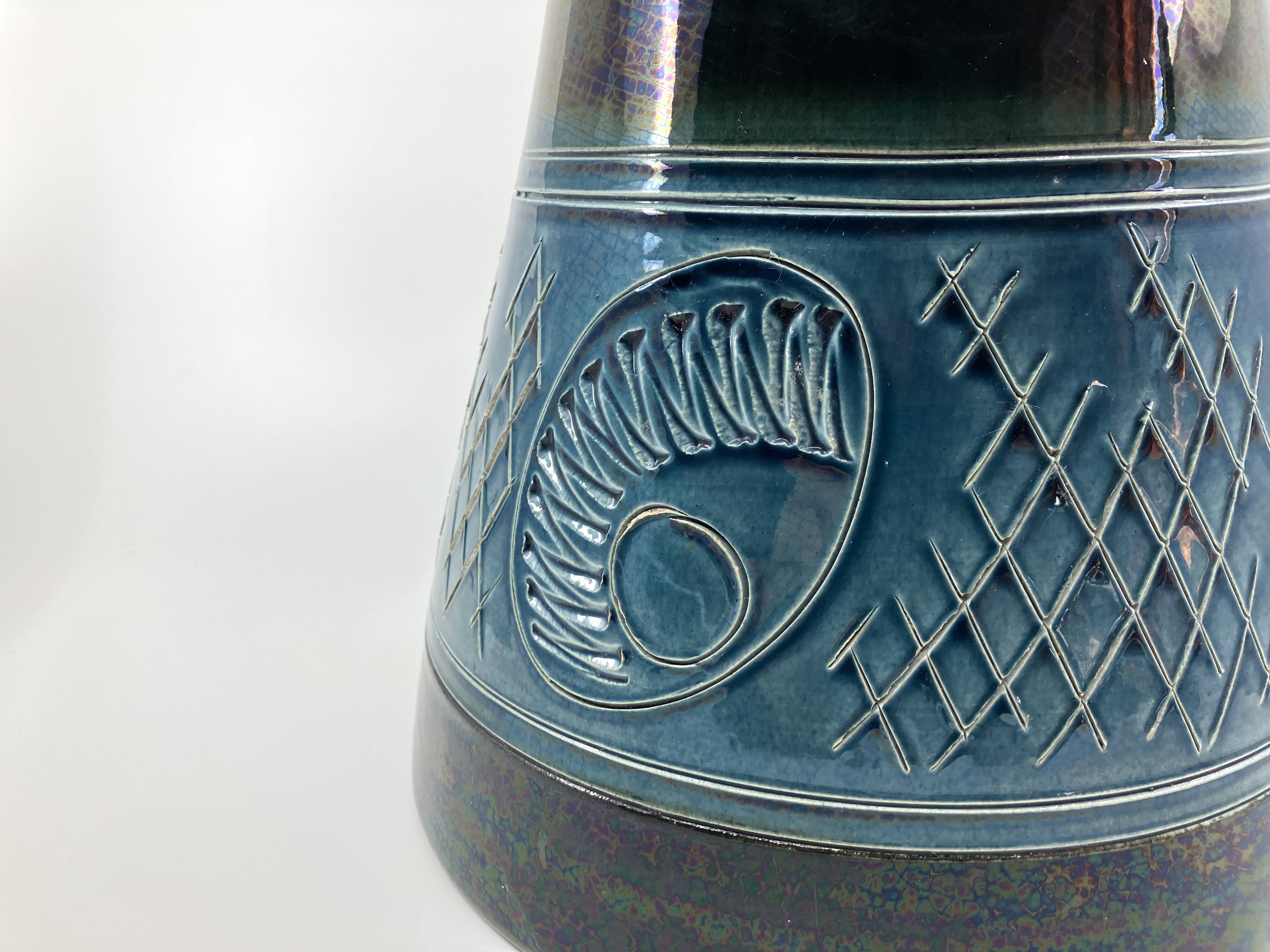 Large blue and green glazed ceramic planter • Ü Keramik • 1960-70