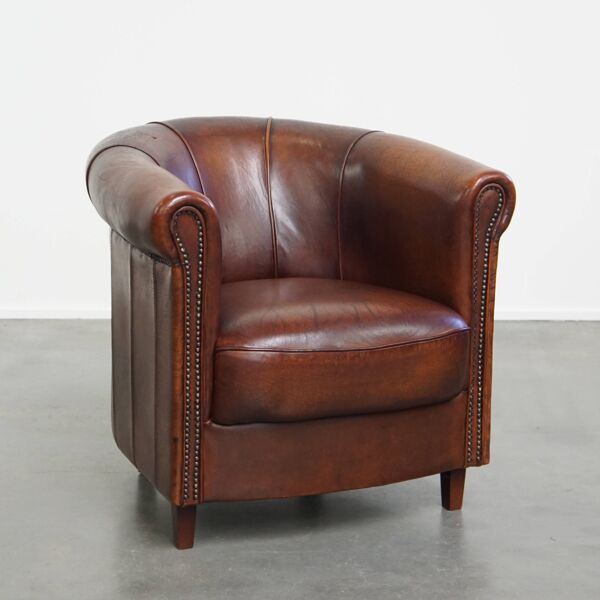 Fauteuil club en cuir de mouton