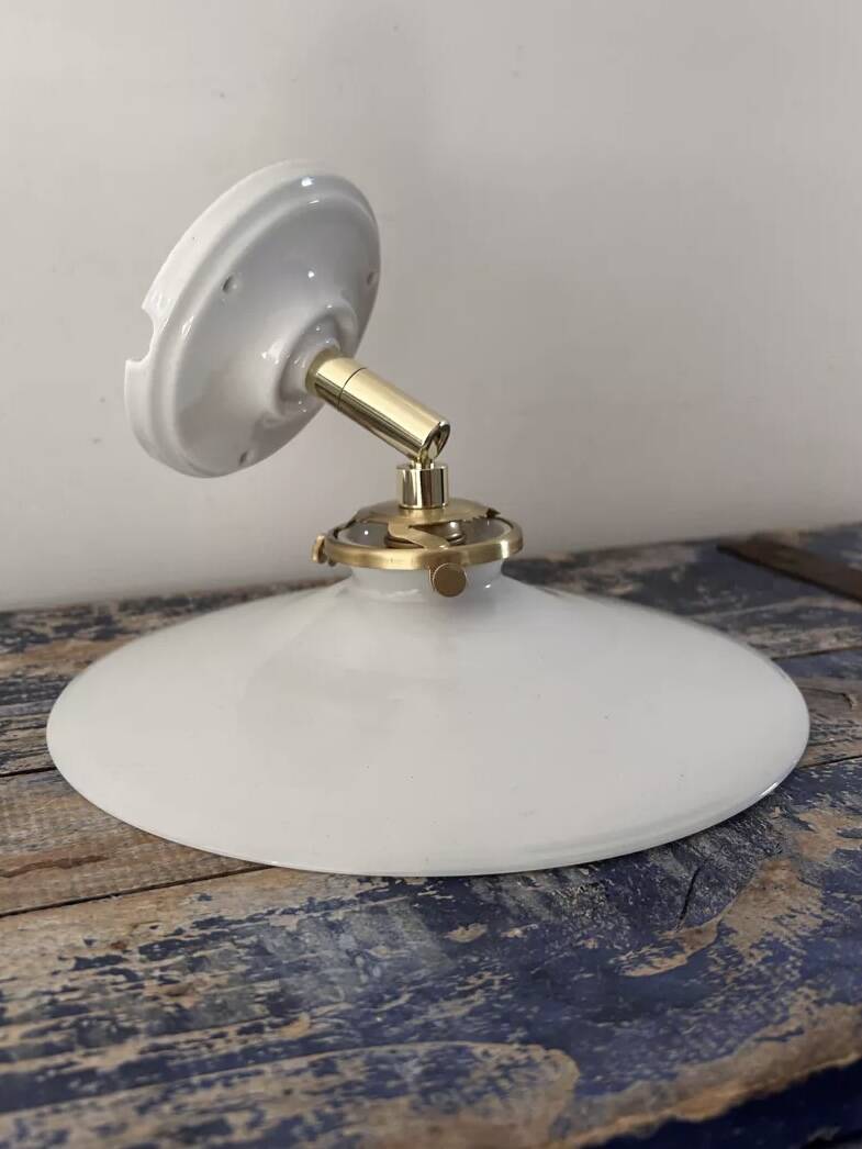 Vintage white opaline wall light
