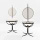 Set of 6 brutalist wrought iron and alcantara chairs from 1990.