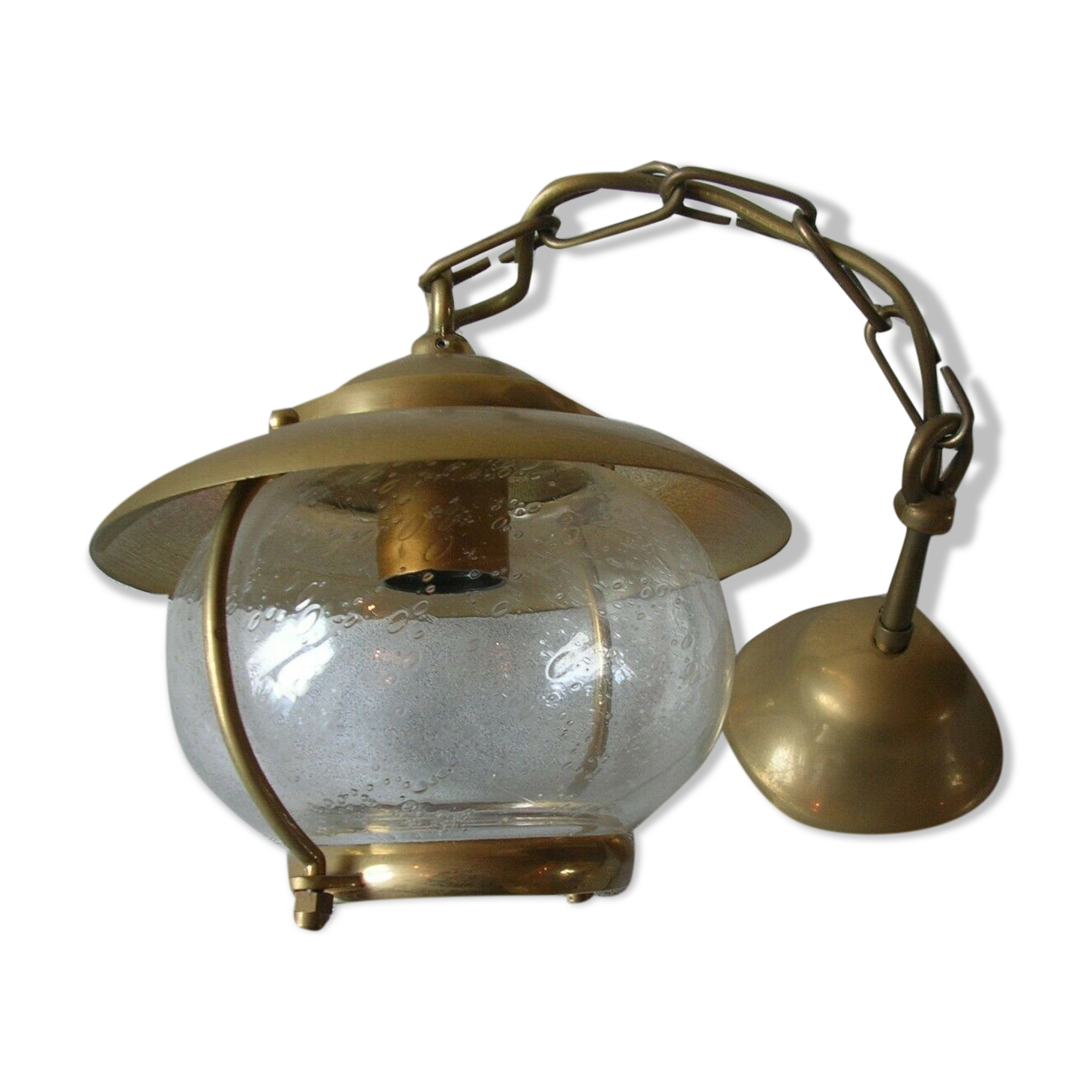 Lustre signé Foresti & Suardi en laiton massif et verre