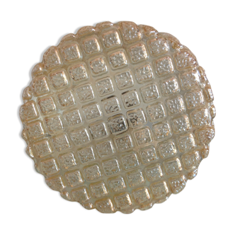Round ceiling lamp in amber glass / vintage 60s-70s