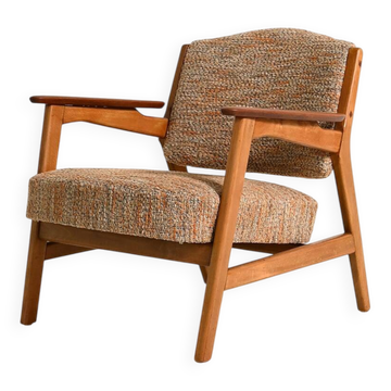 Scandinavian beech and teak armchair, 1960s