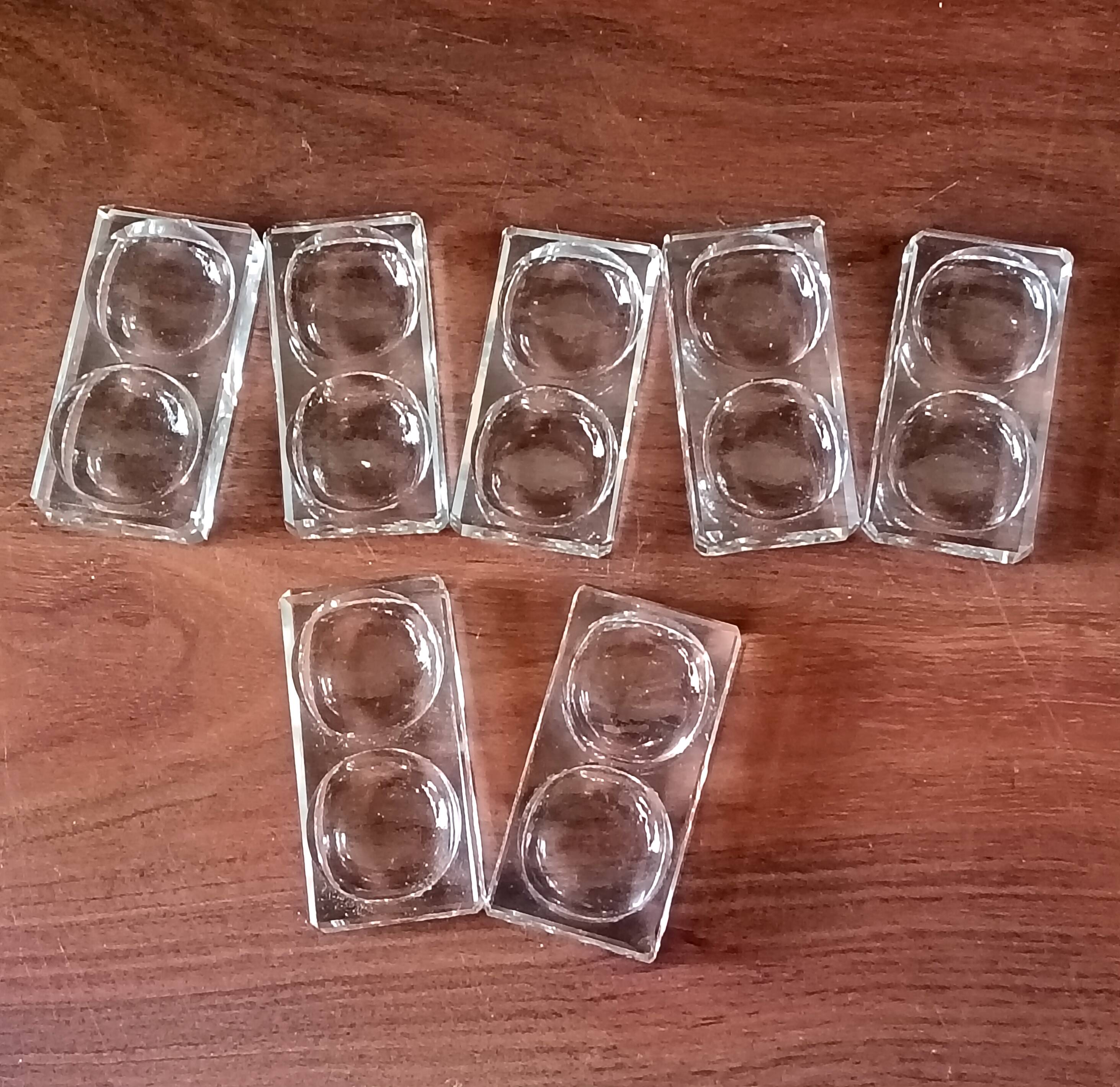 7 antique double salt shakers in clear glass france