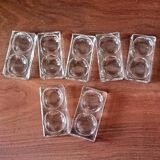 7 antique double salt shakers in clear glass france