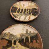 Set of 3 Danish Waldorff cups and 3 saucers in glazed stoneware
