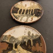 Set of 3 Danish Waldorff cups and 3 saucers in glazed stoneware