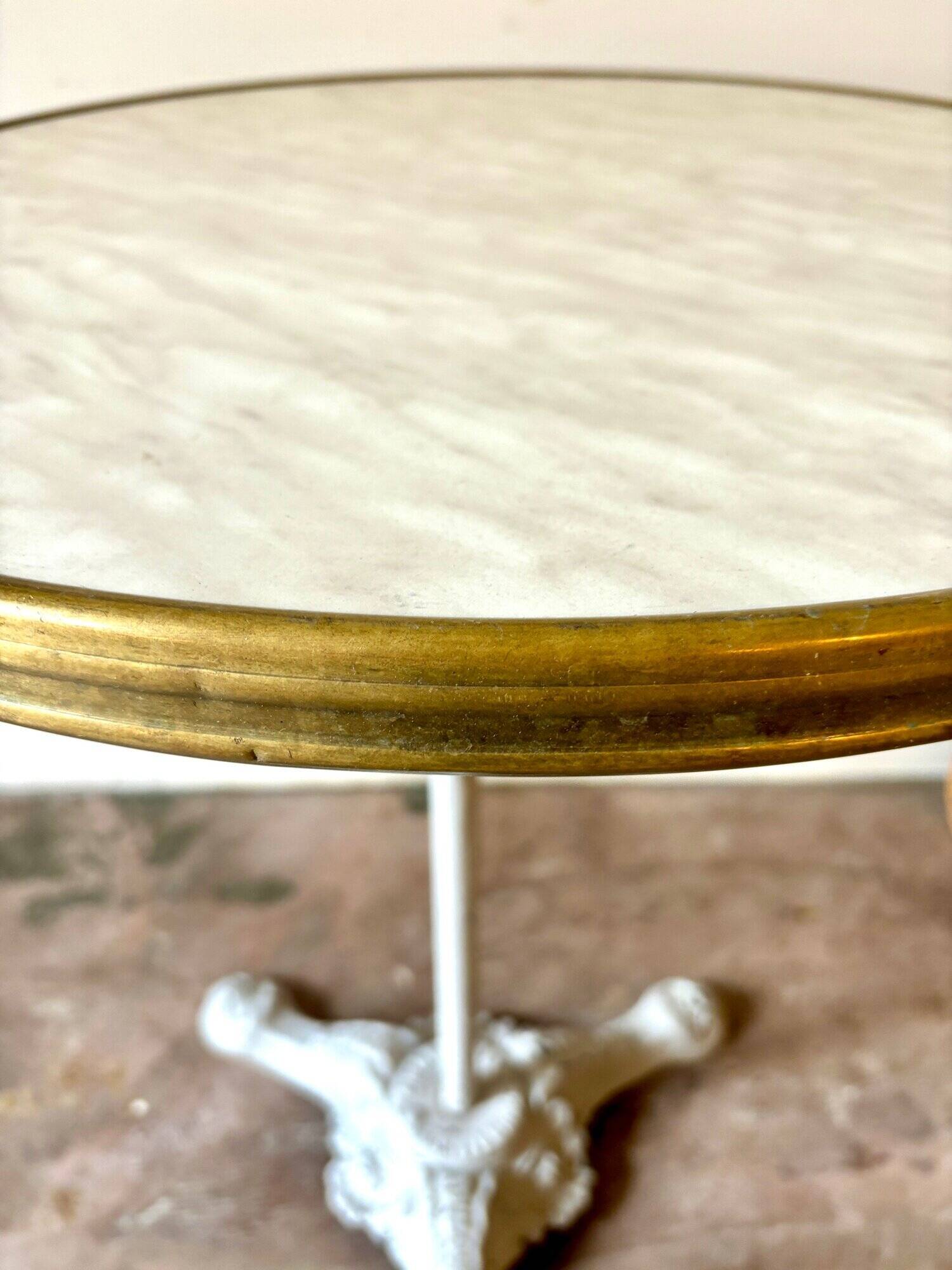 Table bistrot en fonte de fer grise et mélaminé beige ⌀ 60 cm