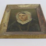 Antique 19th Century Portrait of a Woman French Flemish School Oil Painting