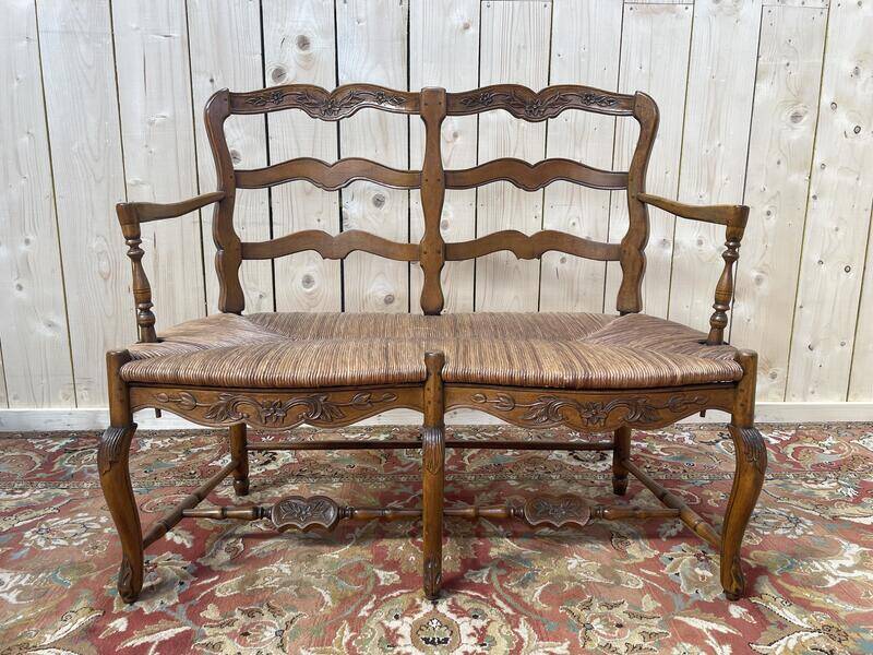 Banquette radassier paillée de style Louis XV provençal