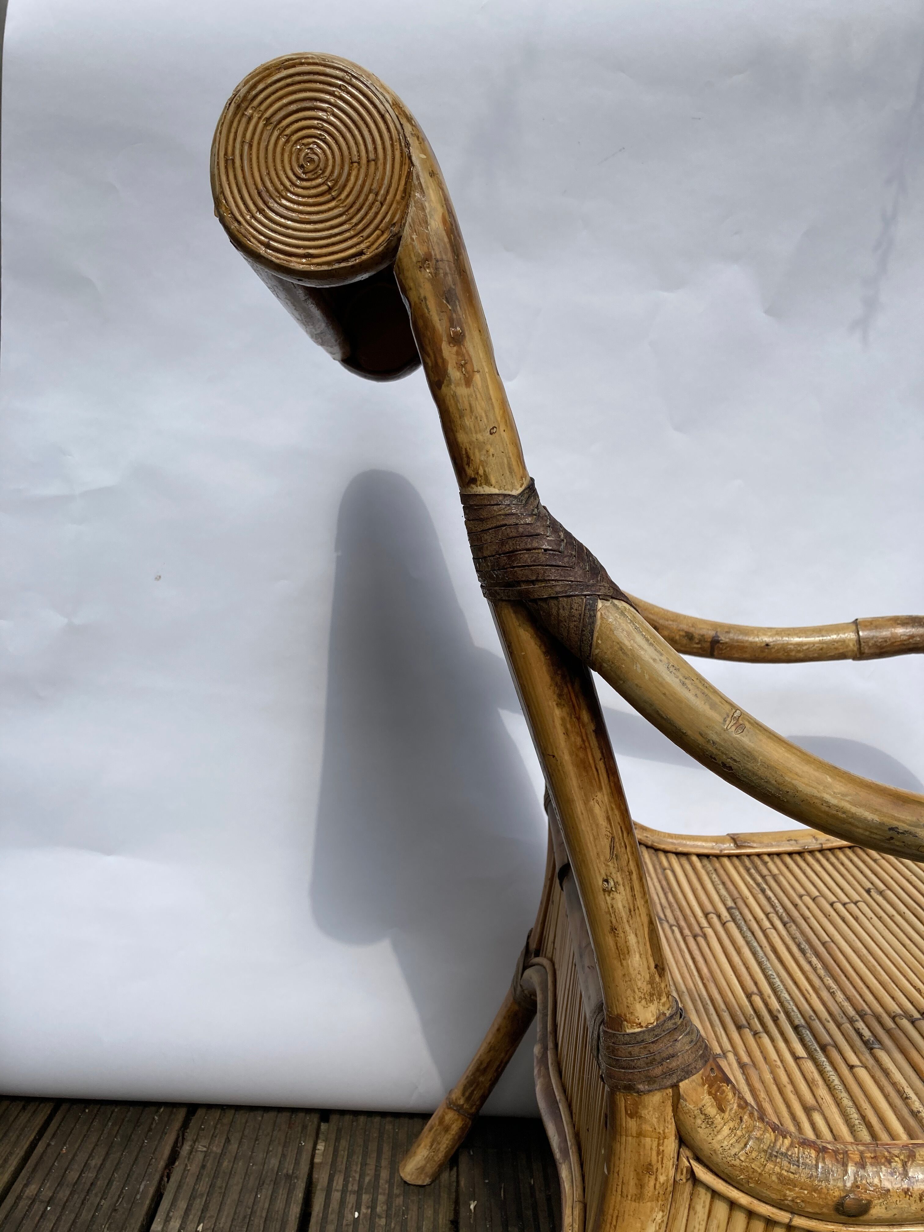 Pair of Vivai del Sud rattan wicker bamboo chairs