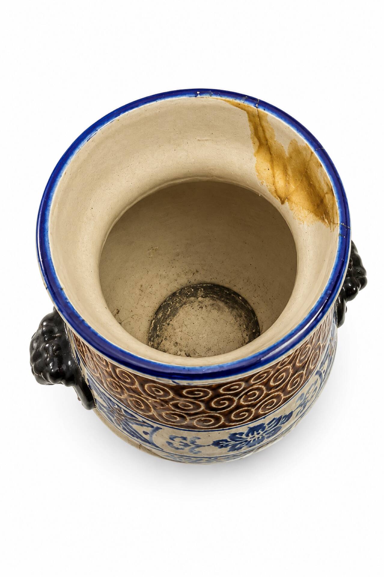 Polychrome ceramic vase in glazed stoneware