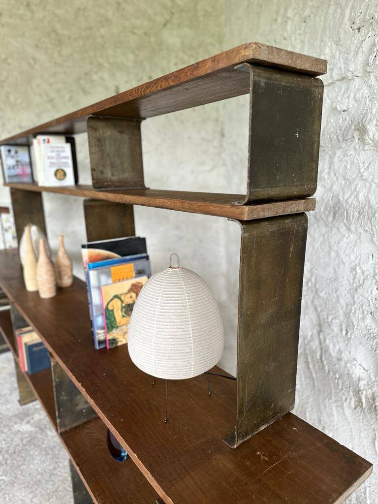 étagère/ bibliothèque métal et bois, XXe