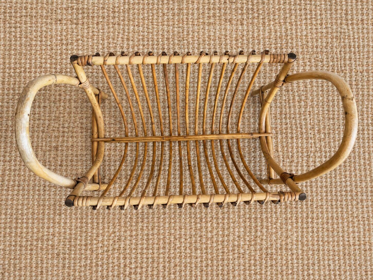 1970s rattan magazine rack