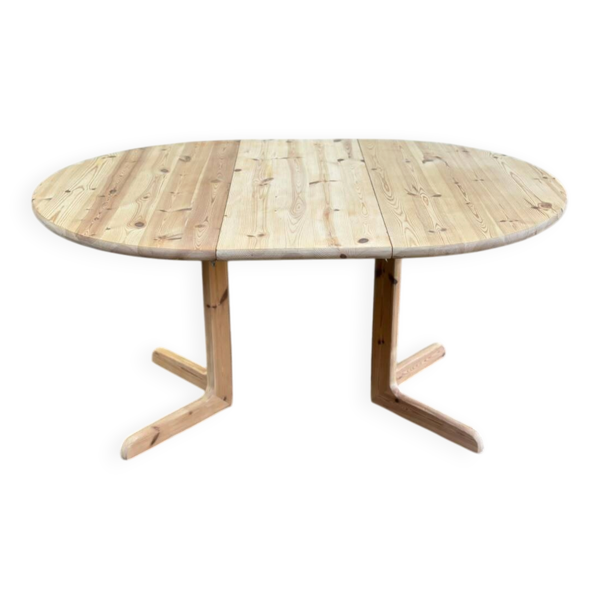 Table à manger ronde décapée extensible style Rainer Daumiller Hirtshal 146