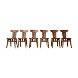 Ensemble de chaises de salle à manger hollandaises d’arts et d’artisanat par W Kuyper
