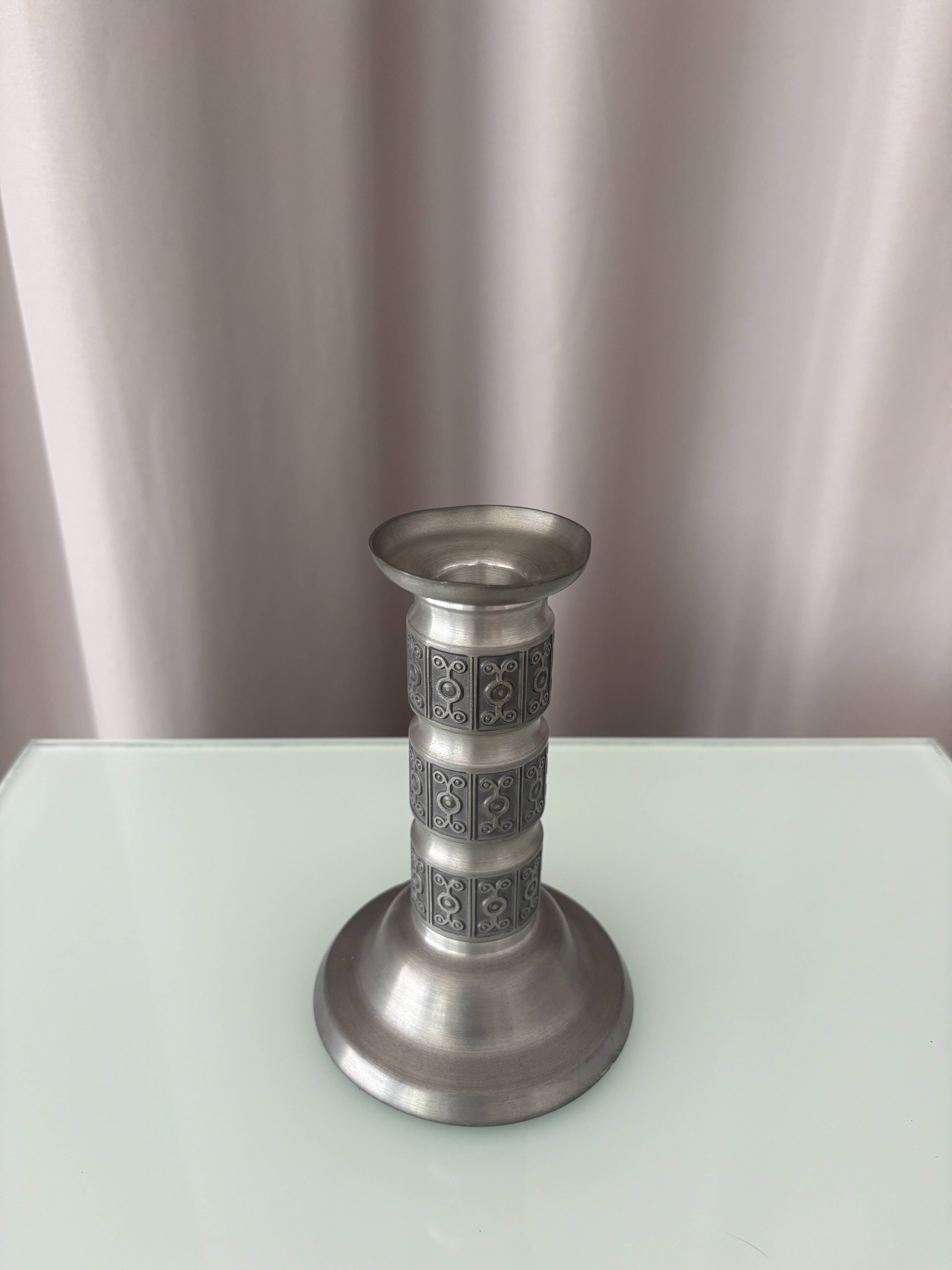 Vintage Norwegian Pewter Candlestick by Haugrud, Model 437