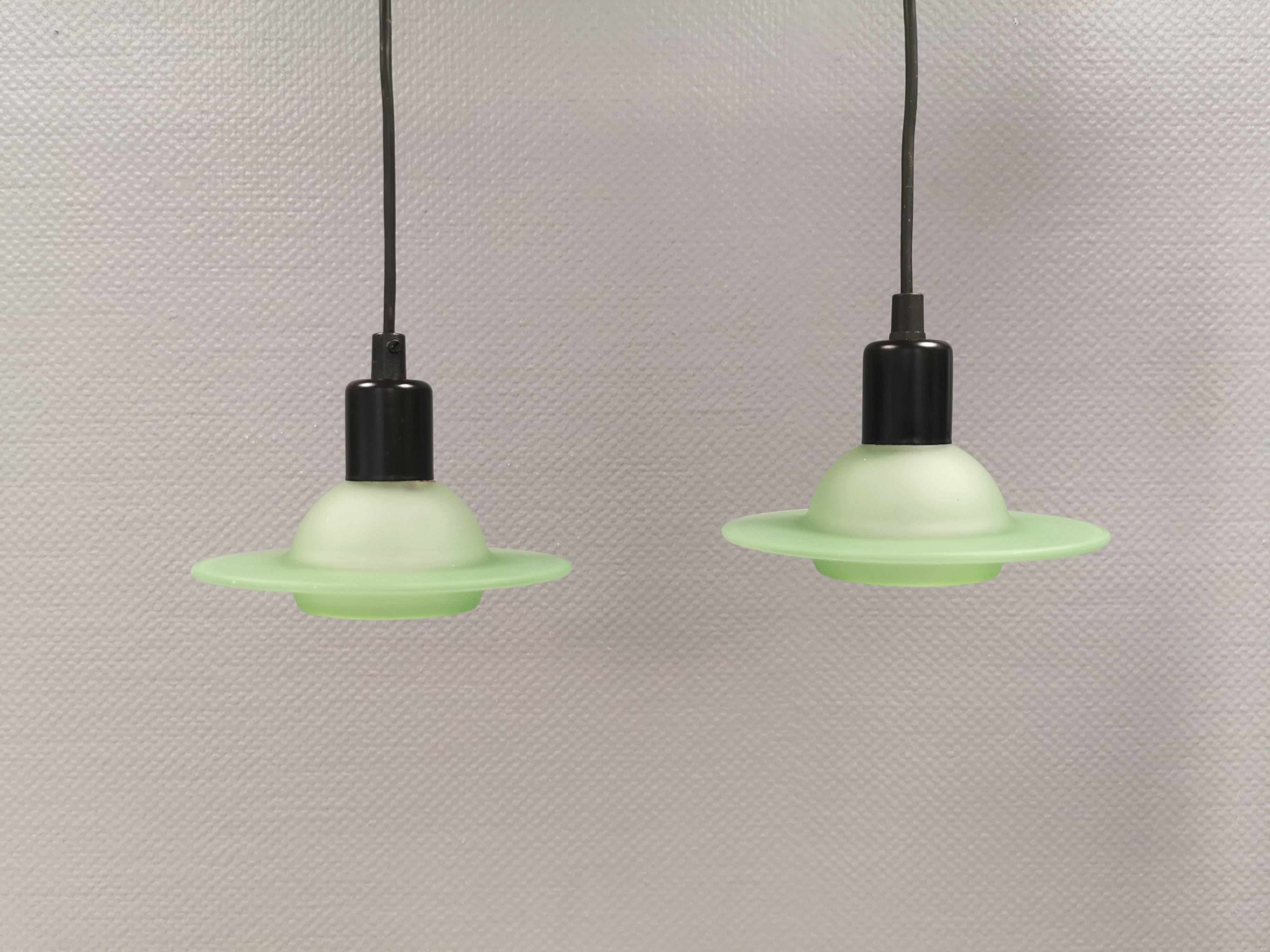 Green glass UFO pendant lights from Design-Light, early 1990s in Denmark