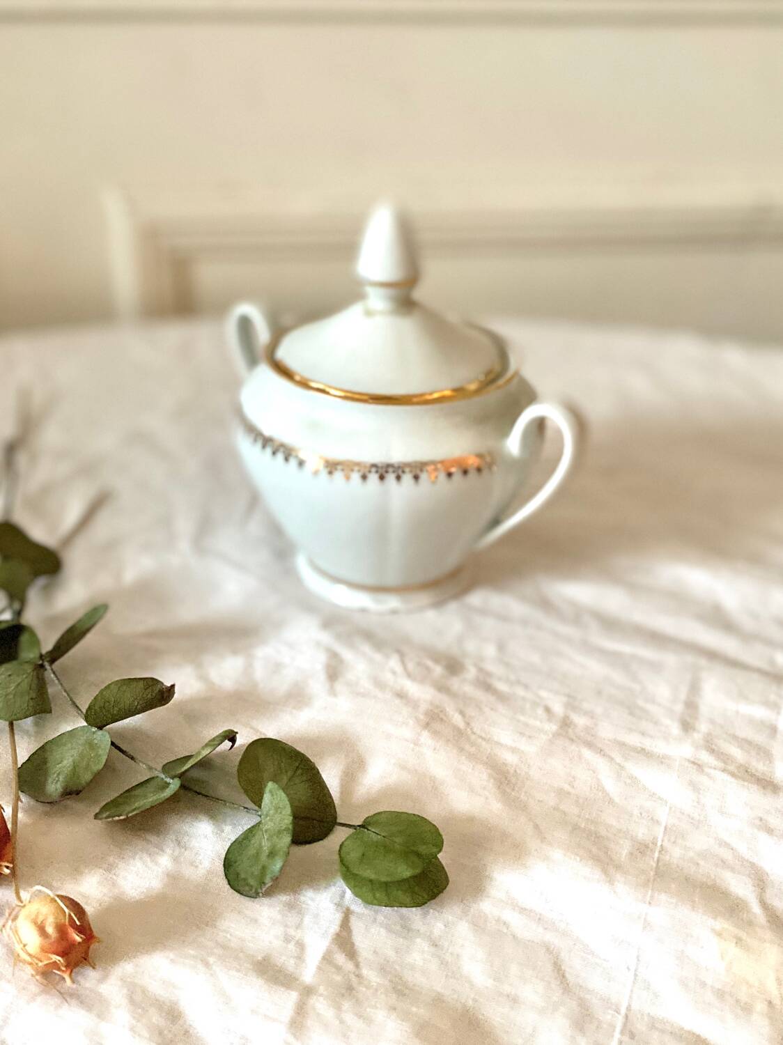 Fine porcelain sugar bowl from sologne france
