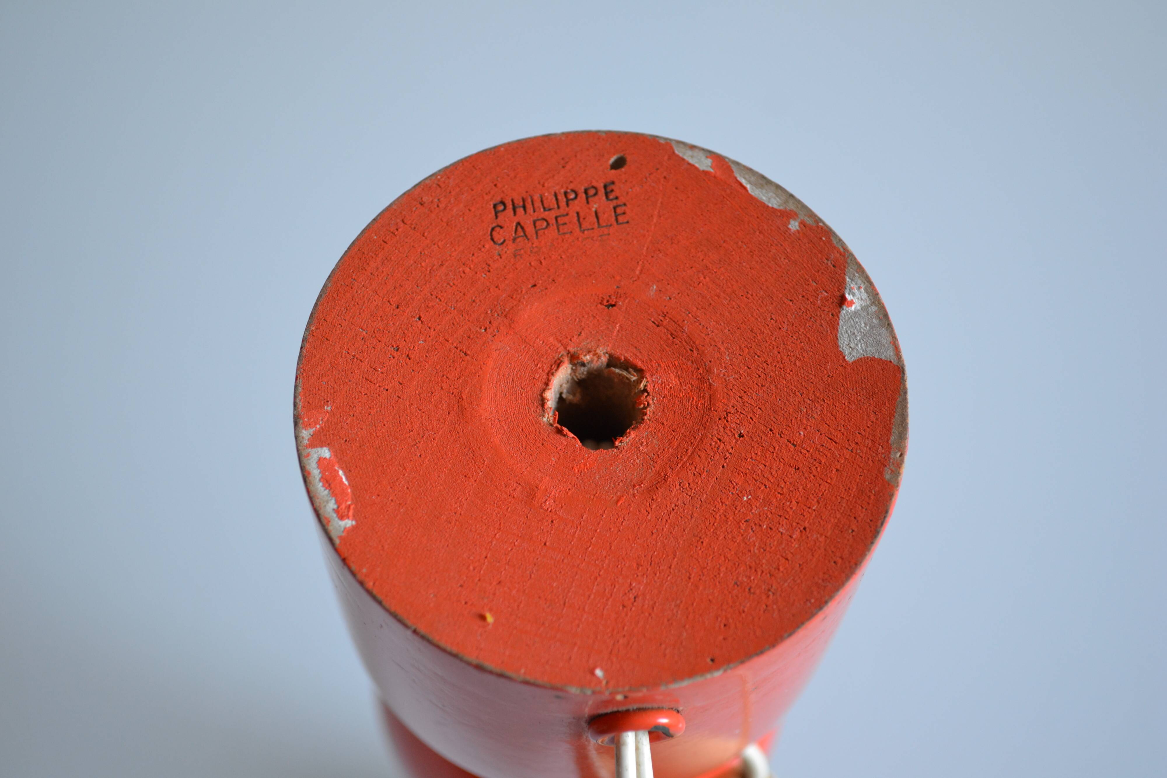 Orange lamp foot 70's philippe capelle