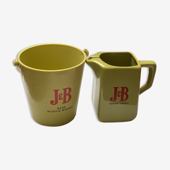 Bucket and pitcher J & B rare scotch Whisky Carpignano Se SIa signed
