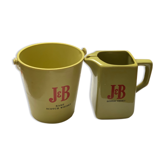 Bucket and pitcher J & B rare scotch Whisky Carpignano Se SIa signed