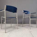 Minimalist Metal and Plywood Stackable Armchairs by Gijs Van Der Sluis, Set of 6