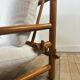 Vintage Lounge Armchair Solid Pine 1970 Boucle Fabric Ecru
