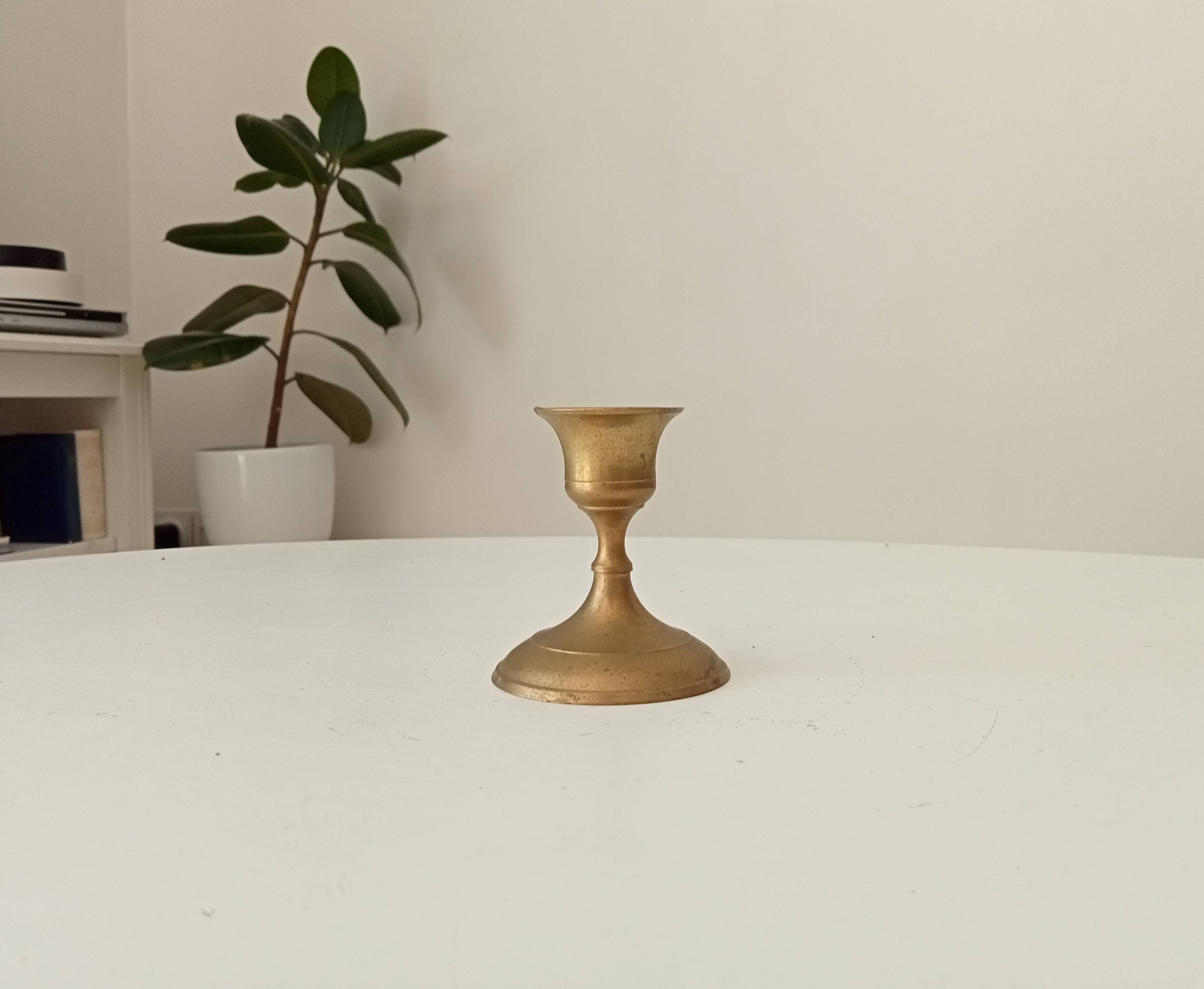 Vintage gold brass candle holder