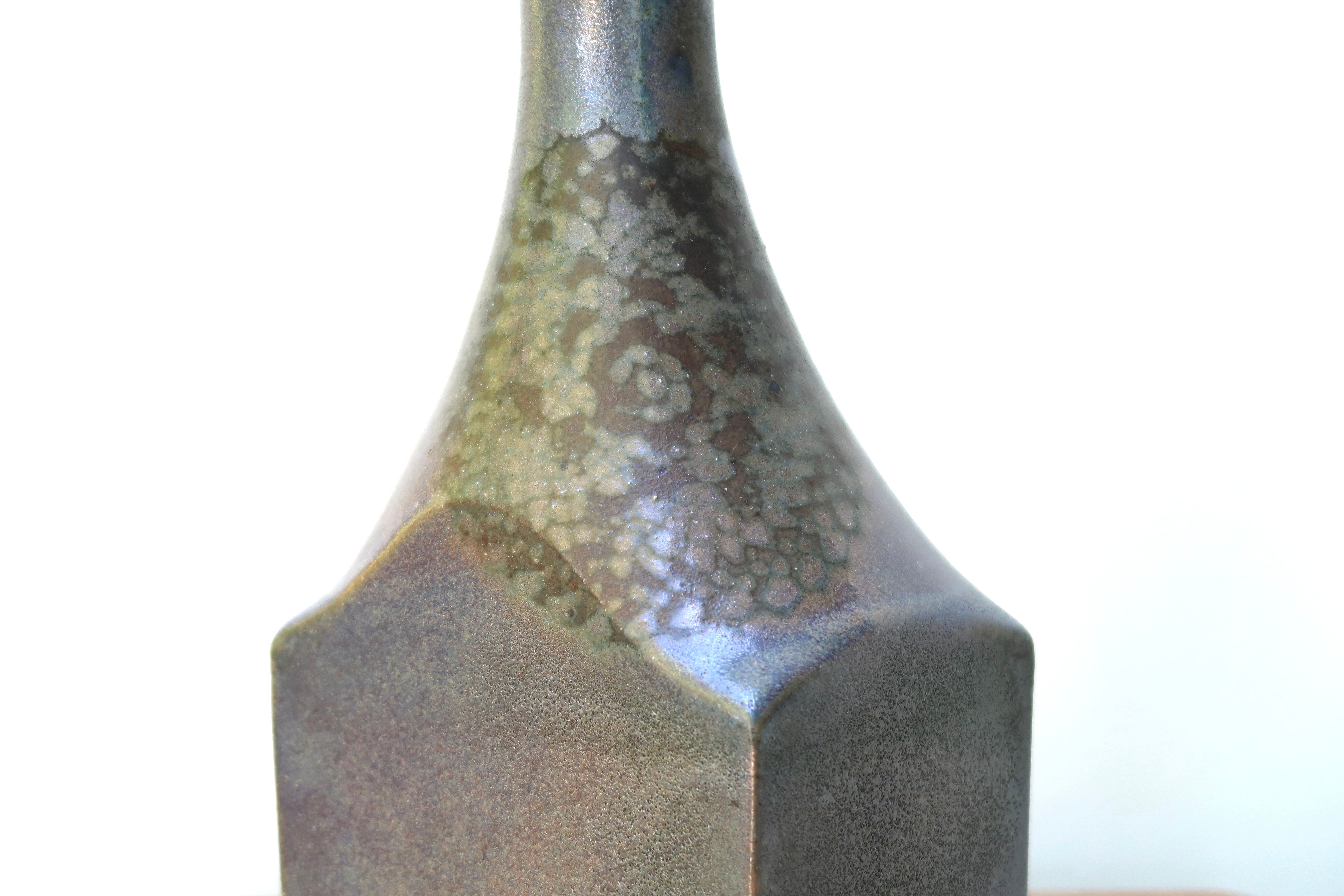 Signed sandstone bottle vase, 70s