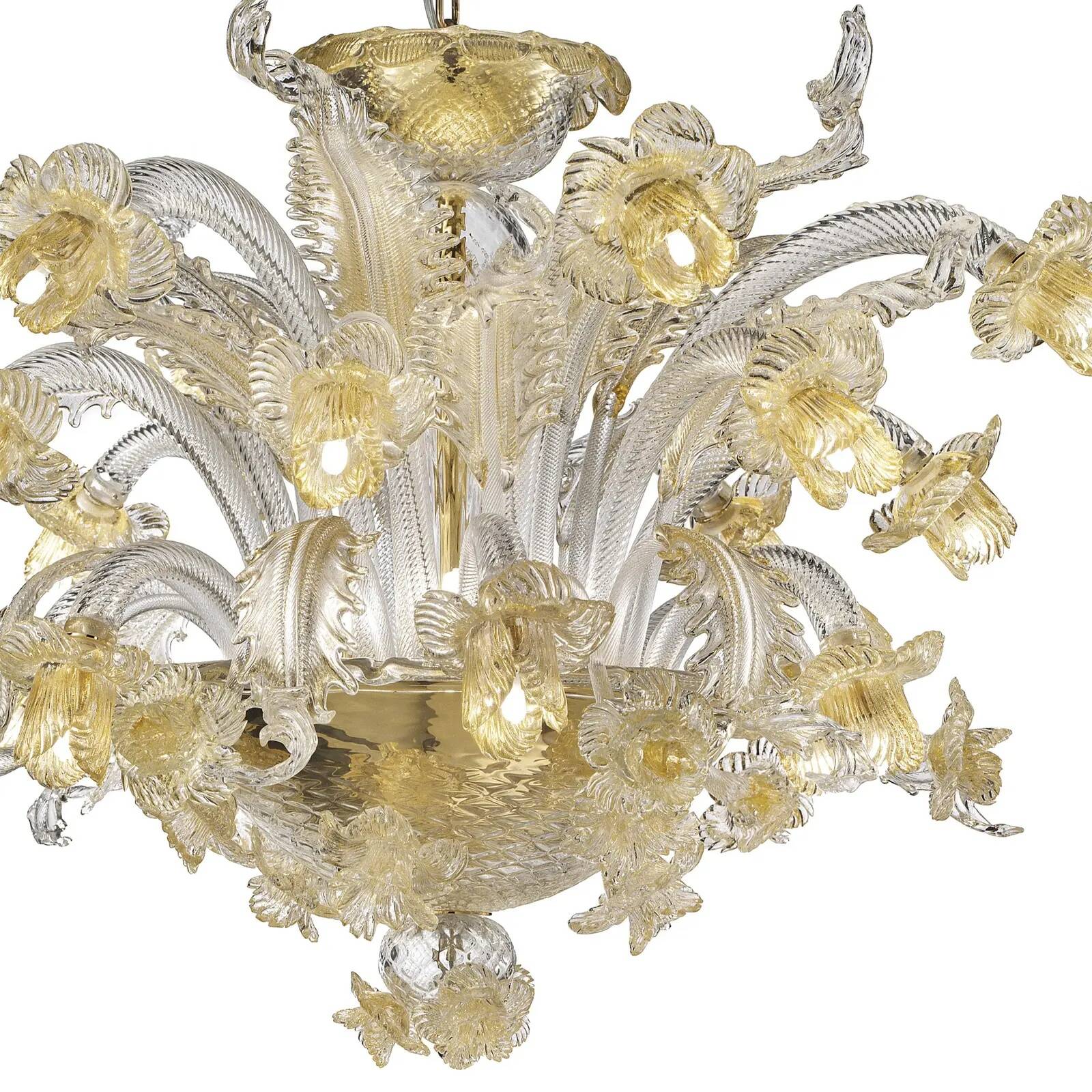 Venetian Floreal Luxury Gold Muarno Glass Chandelier