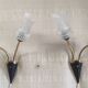 Articulated double light wall sconces in brass and glass - mid 20th century.