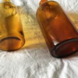 Duo of amber apothecary bottles