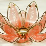 Italian lampshade "lotus flower" colored glass & brass 1970