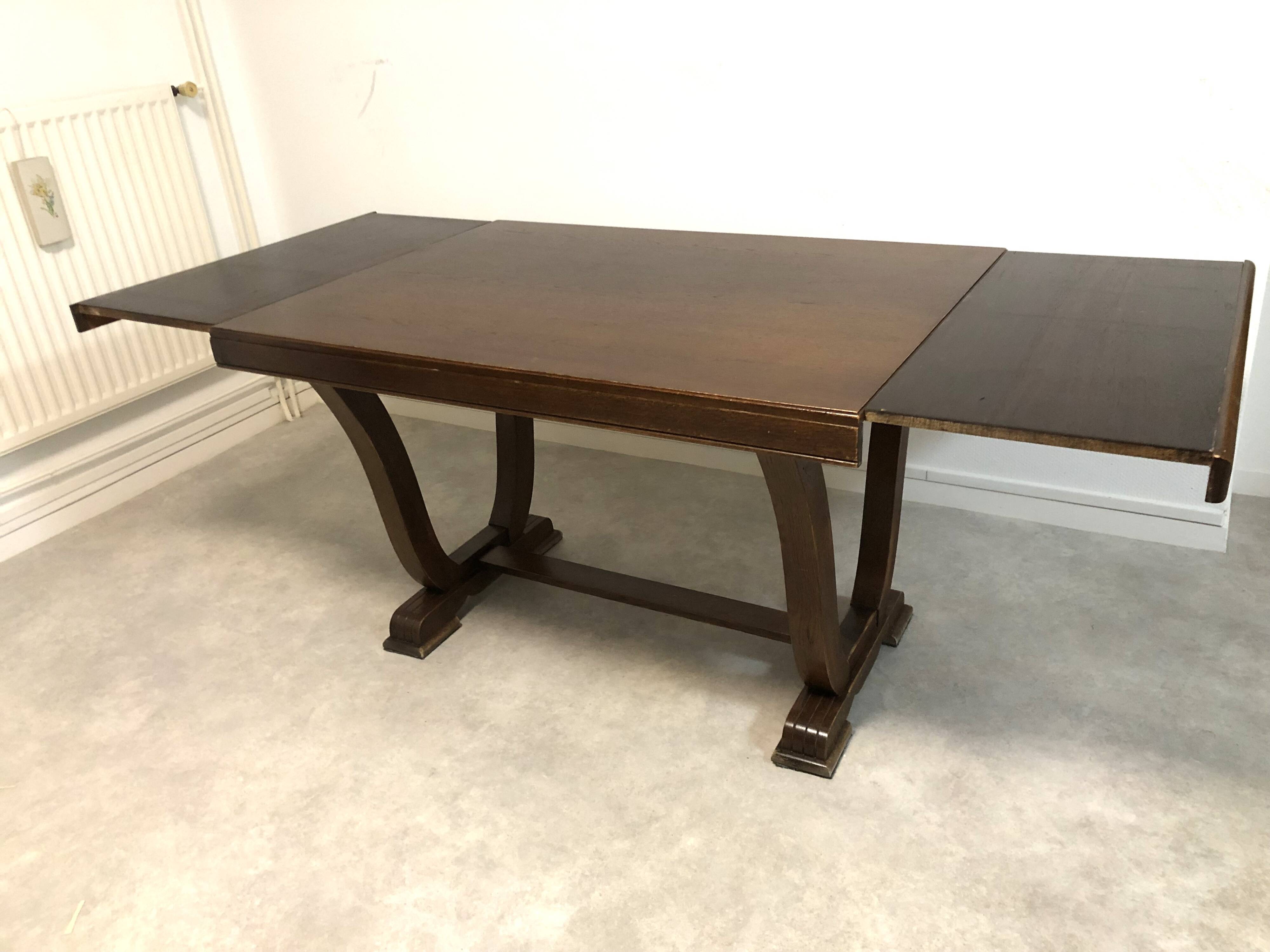 Oak table with extensions for art deco style dining room