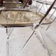 6 vintage Chairs Giancarlo Piretti "plia" 1970 chrome and Plexiglas