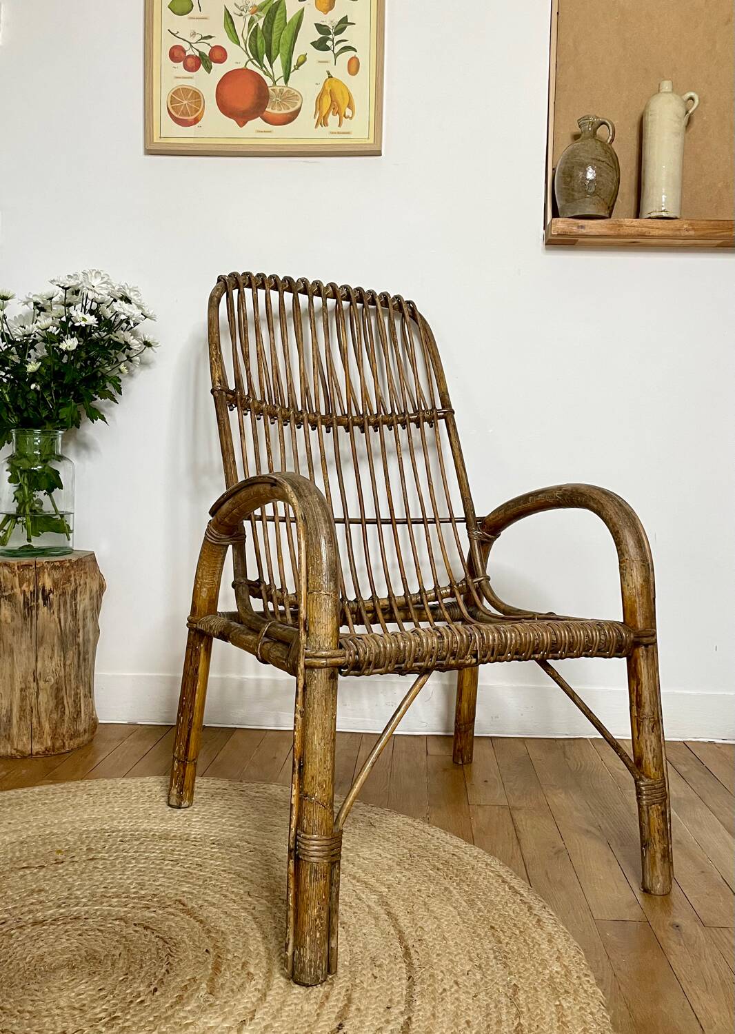 Vintage rattan armchair