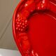 Large vintage oval ceramic platter XL from the 1980s - red glaze - fruit relief - Mid-Century design - Italy