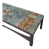 Table basse française en céramique et acier, vers 1960