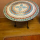 Mosaic garden table, gooseneck legs