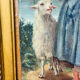 Oil painting on panel of a shepherdess with lambs after J.B. Hofner X