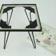 Plant stand with ceramic tile top paris motif metal frame hairpin legs 50s