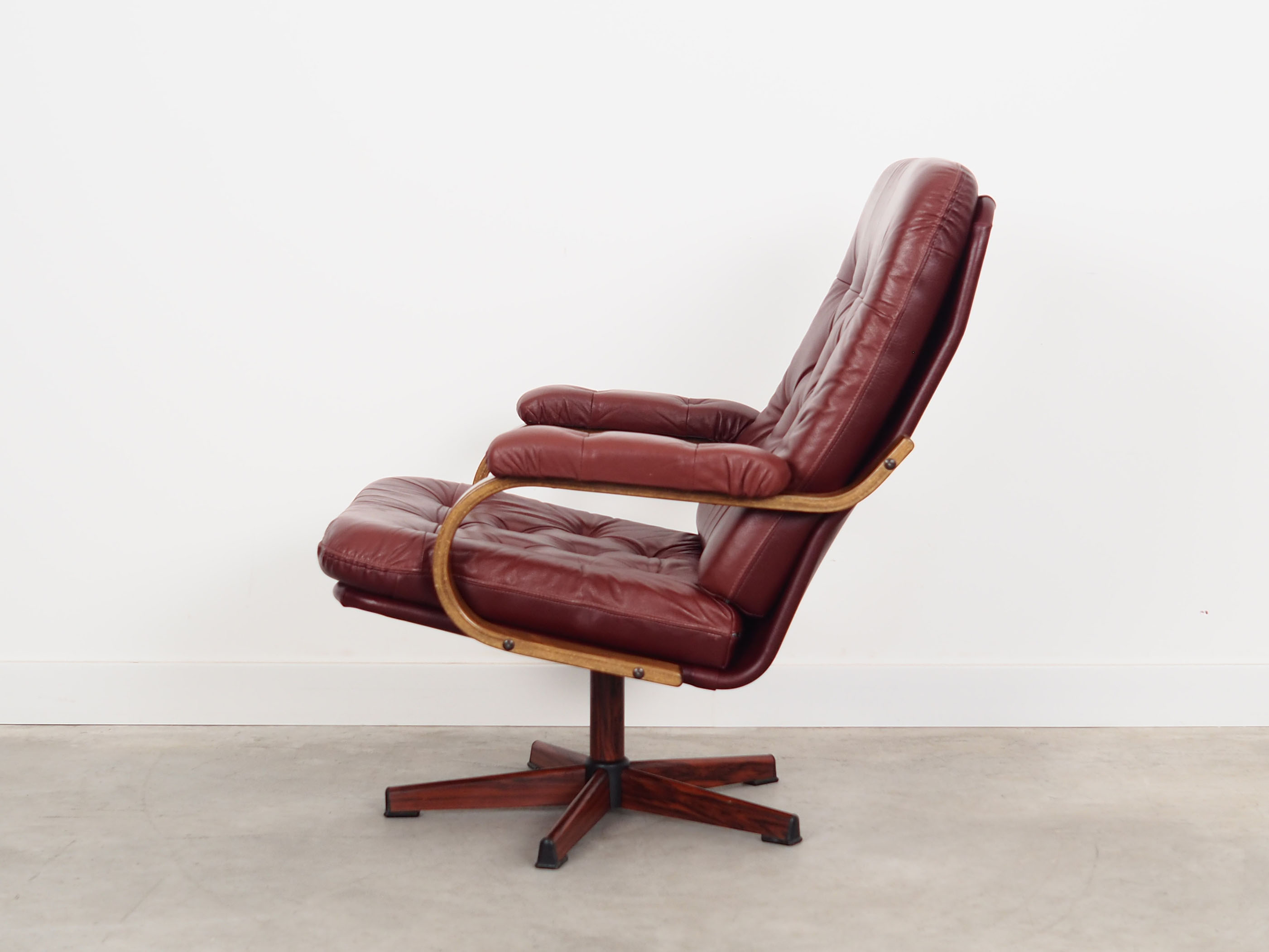 Leather swivel armchair, Danish design, 1970s, made in Denmark