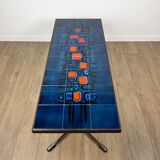 Blue ceramic table and chrome 70's