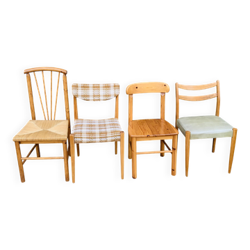 Set of 4 mismatched Scandinavian chairs