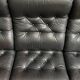 Teak and Black Leather 32 seat sofa by HS Denmark 1970s