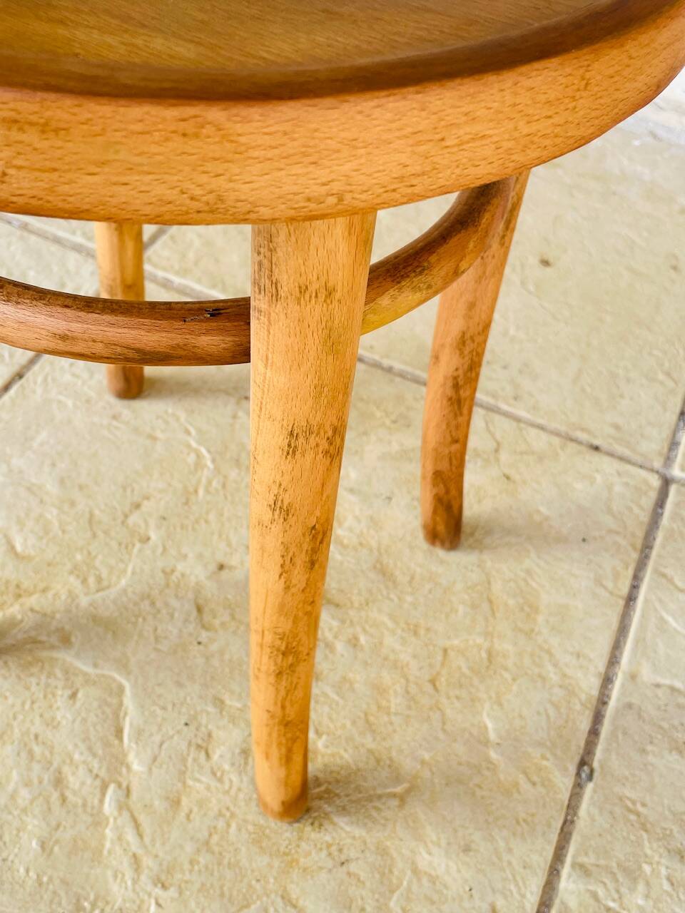 Curved wooden stool by Thonet for FMG Poland, 1930