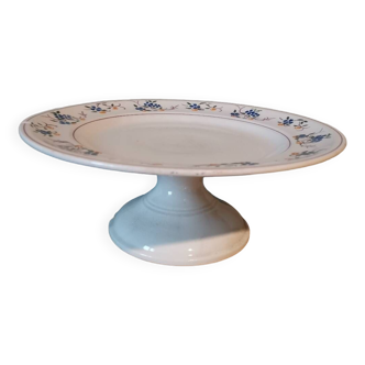 Vintage footed plate flower pattern earthenware porcelain crystals Paris Marseille