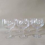 Set of 7 large crystal glasses for wine or cocktail tasting