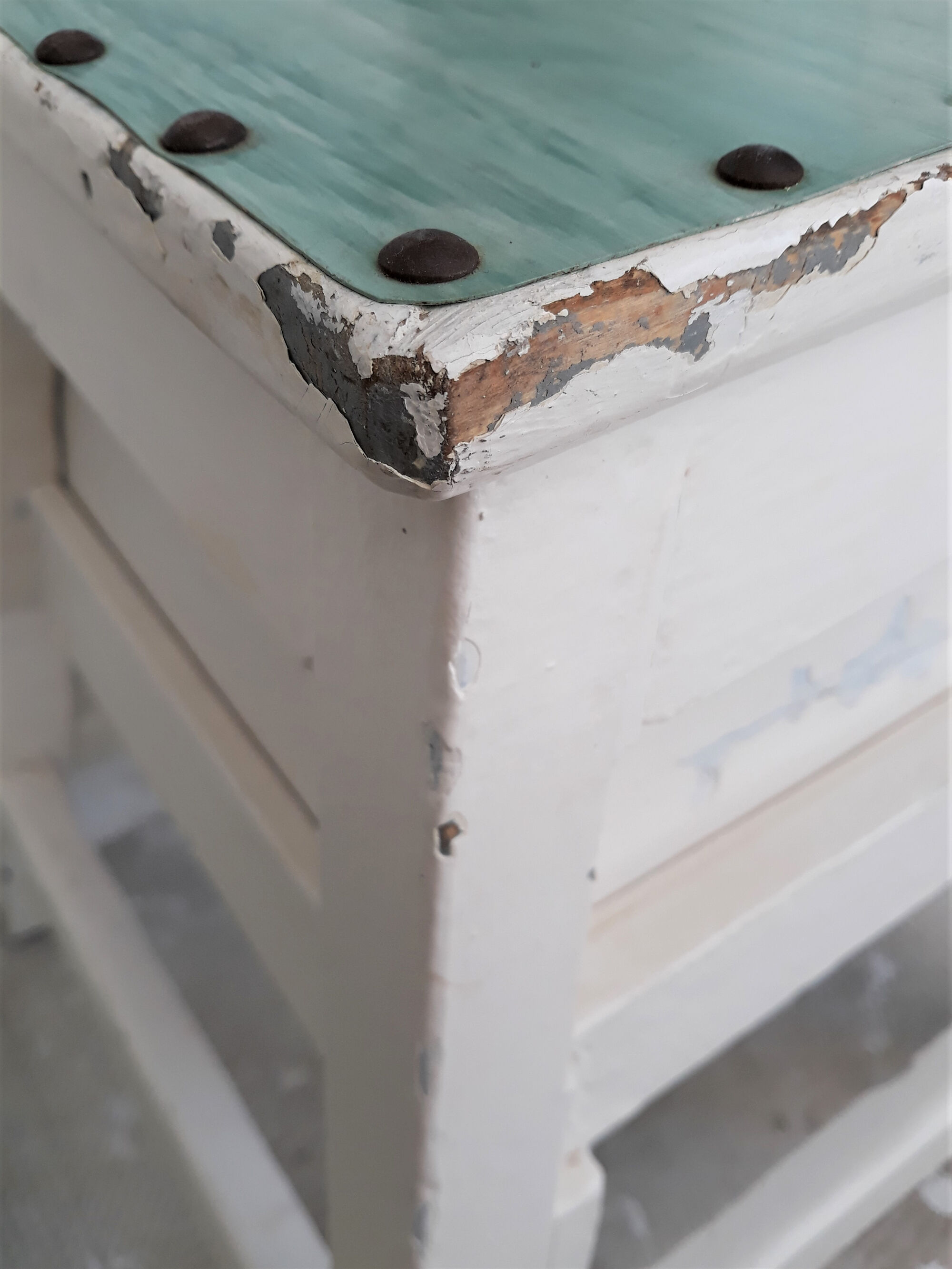 Wooden waxer's stool with drawer